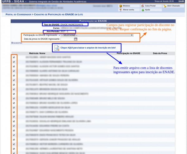 Participação no ENADE INGRESSANTE