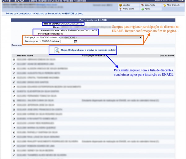 Participação no ENADE CONCLUINTE